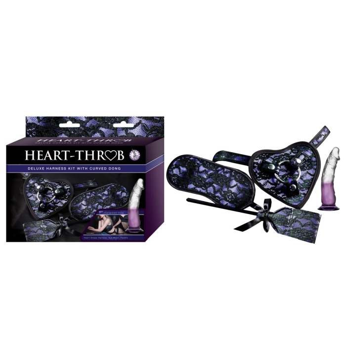 HEART-THROB DELUXE HARNESS KIT WITH CURVED DONG-PURPLE HEART-THROB DELUXE HARNESS KIT WITH CURVED DONG-PURPLE
