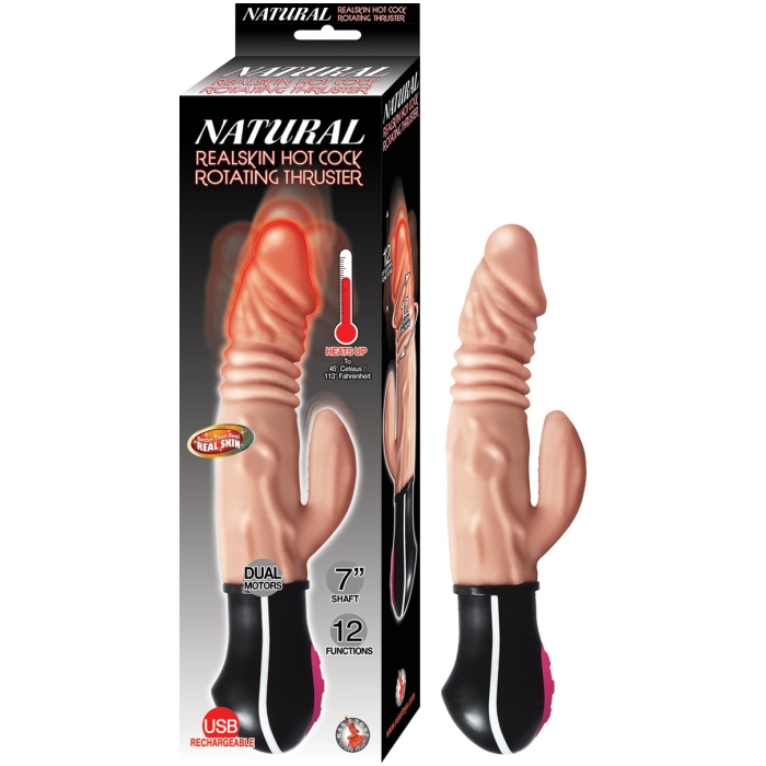 NATURAL REALSKIN HOT COCK ROTATING THRUSTER - FLESH NATURAL REALSKIN HOT COCK ROTATING THRUSTER - FLESH