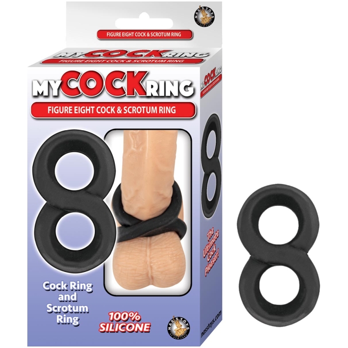 MY COCKRING FIGURE EIGHT COCK & SCROTUM RING - BLACK MY COCKRING FIGURE EIGHT COCK & SCROTUM RING - BLACK