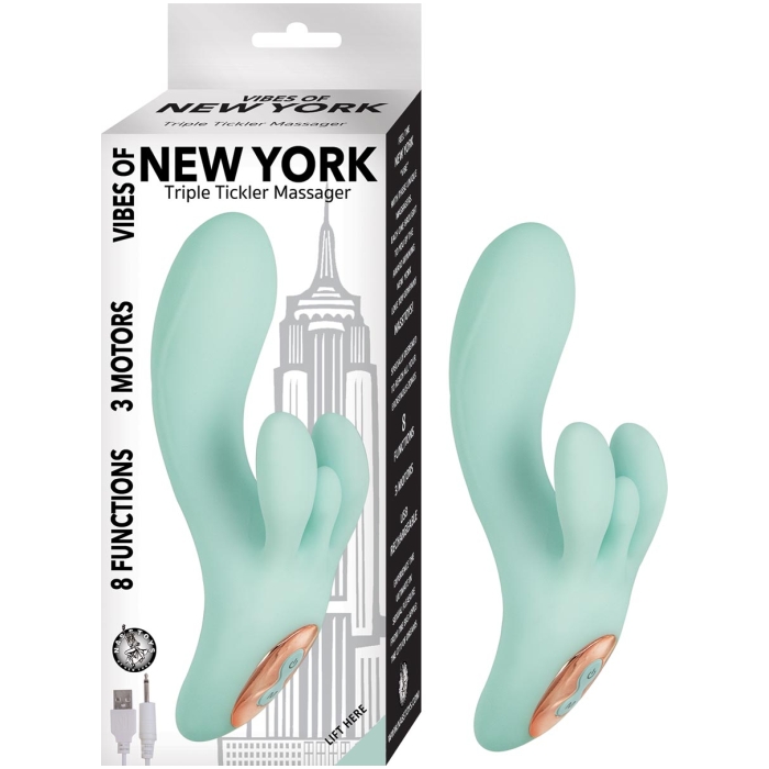 VIBES OF NEW YORK TRIPLE TICKLER MASSAGER-AQUA VIBES OF NEW YORK TRIPLE TICKLER MASSAGER-AQUA