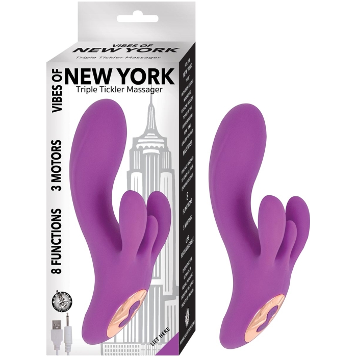 VIBES OF NEW YORK TRIPLE TICKLER MASSAGER-PURPLE VIBES OF NEW YORK TRIPLE TICKLER MASSAGER-PURPLE