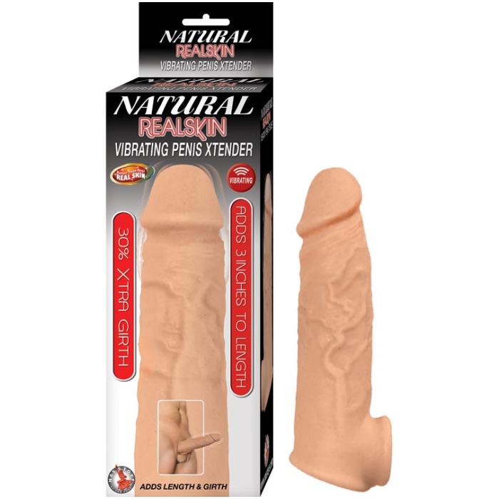 NATURAL REALSKIN VIBRATING PENIS XTENDER-WHITE NATURAL REALSKIN VIBRATING PENIS XTENDER-WHITE