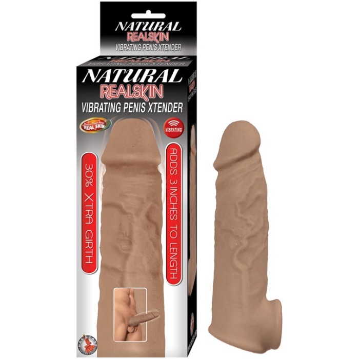 NATURAL REALSKIN VIBRATING PENIS XTENDER-BROWN NATURAL REALSKIN VIBRATING PENIS XTENDER-BROWN