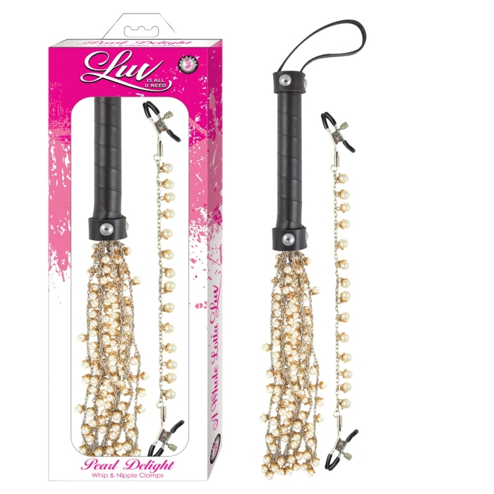 LUV PEARL DELIGHT WHIP & NIPPLE CLAMPS LUV PEARL DELIGHT WHIP & NIPPLE CLAMPS