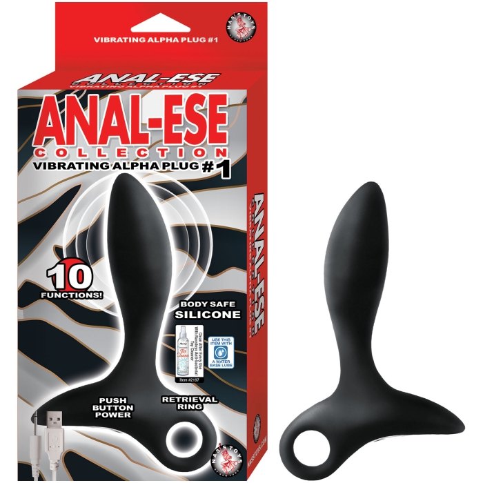 ANAL-ESE COLLECTION VIBRATING ALPHA PLUG #1-BLACK ANAL-ESE COLLECTION VIBRATING ALPHA PLUG #1-BLACK