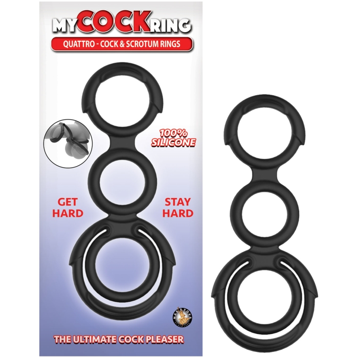 MY COCKRING QUATTRO-COCK & SCROTUM RINGS-BLACK MY COCKRING QUATTRO-COCK & SCROTUM RINGS-BLACK