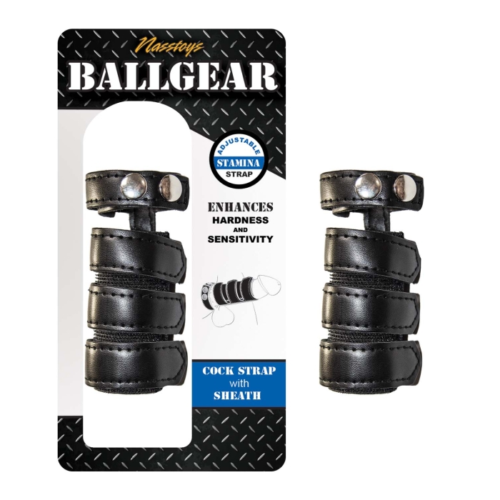 BALLGEAR COCK STRAP WITH SHEATH-BLACK BALLGEAR COCK STRAP WITH SHEATH-BLACK