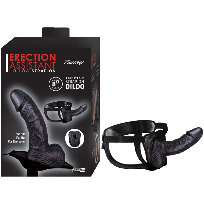 ERECTION ASSISTANT HOLLOW STRAP-ON 8"-BLACK ERECTION ASSISTANT HOLLOW STRAP-ON 8"-BLACK