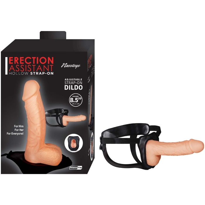 ERECTION ASSISTANT HOLLOW STRAP-ON 8.5"-WHITE ERECTION ASSISTANT HOLLOW STRAP-ON 8.5"-WHITE