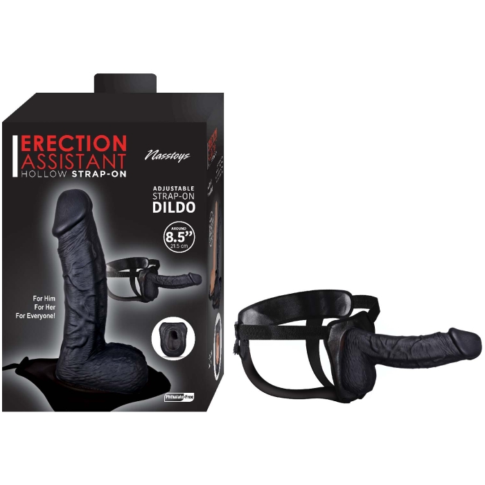 ERECTION ASSISTANT HOLLOW STRAP-ON 8.5"-BLACK ERECTION ASSISTANT HOLLOW STRAP-ON 8.5"-BLACK