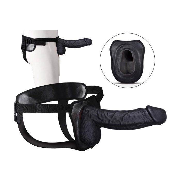 ERECTION ASSISTANT HOLLOW STRAP-ON 8.5"-BLACK