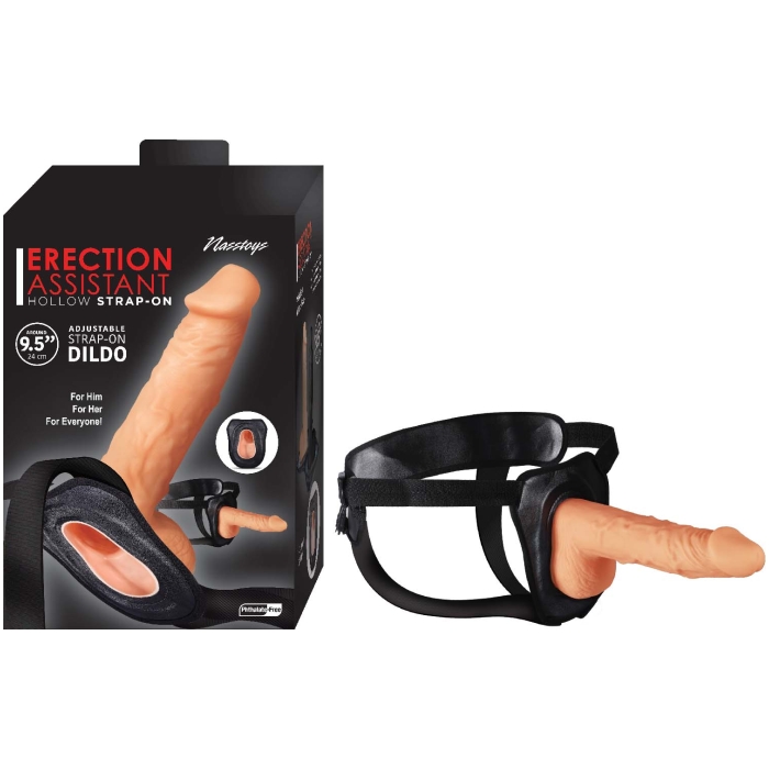 ERECTION ASSISTANT HOLLOW STRAP-ON 9.5"-WHITE ERECTION ASSISTANT HOLLOW STRAP-ON 9.5"-WHITE