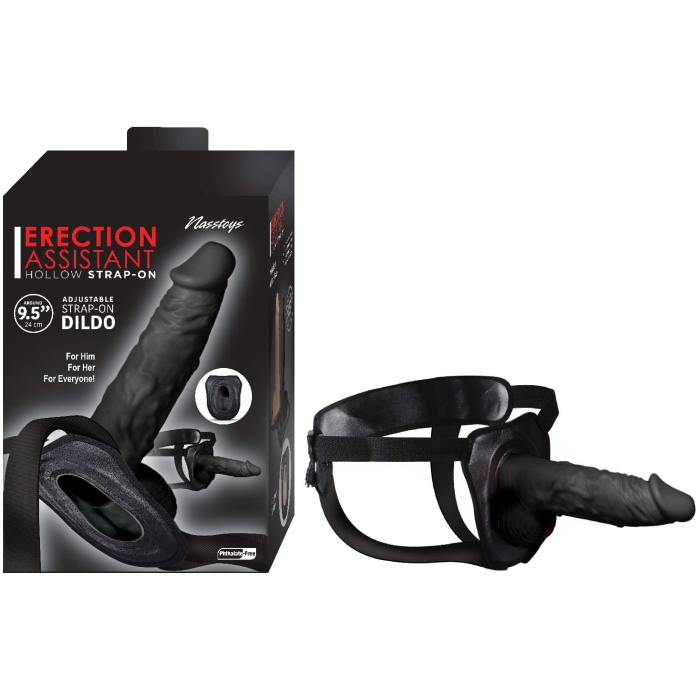 ERECTION ASSISTANT HOLLOW STRAP-ON 9.5"-BLACK ERECTION ASSISTANT HOLLOW STRAP-ON 9.5"-BLACK