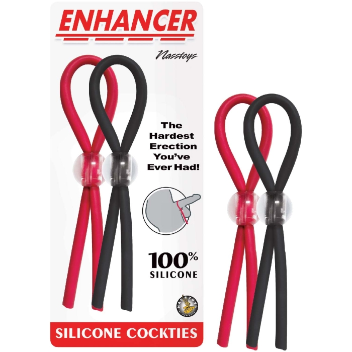 ENHANCER SILICONE COCKTIES - RED & BLACK ENHANCER SILICONE COCKTIES - RED & BLACK