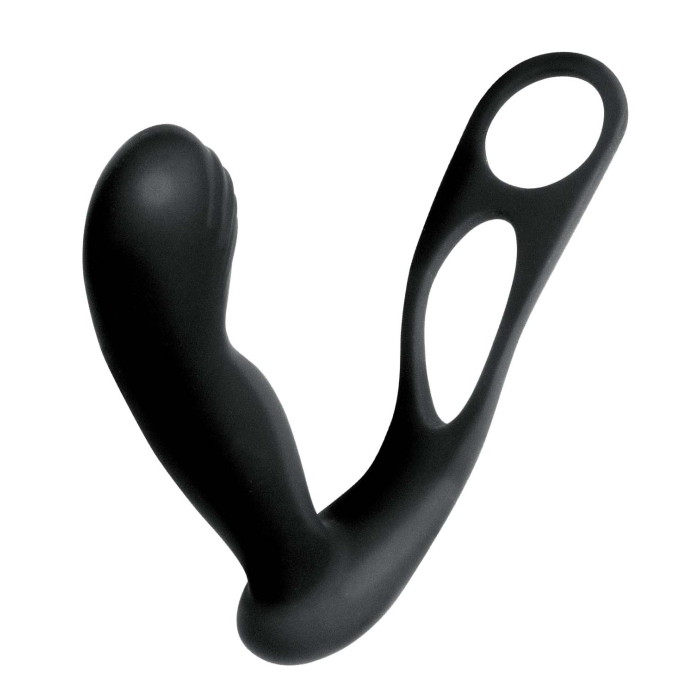BUTTS UP PROSTATE MASSAGER W/SCROTUM & COCK RING-BLACK