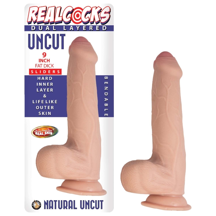 REALCOCKS DUAL LAYERED UNCUT SLIDERS 9" FAT DICK-WHITE