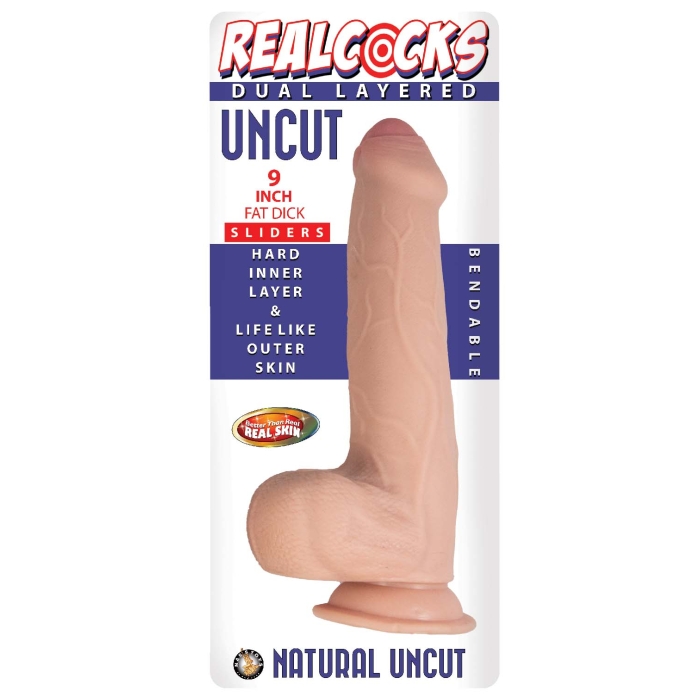 REALCOCKS DUAL LAYERED UNCUT SLIDERS 9" FAT DICK-WHITE