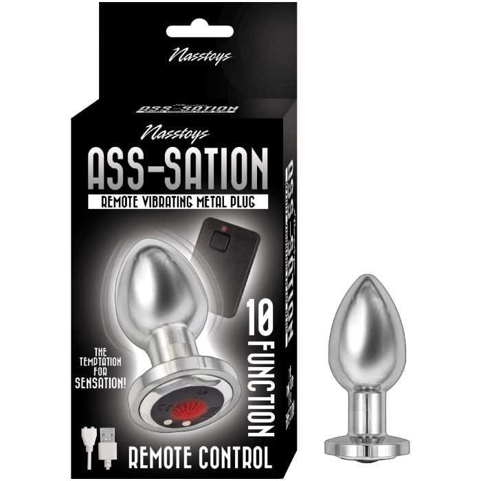 ASS-SATION REMOTE VIBRATING METAL PLUG-SILVER ASS-SATION REMOTE VIBRATING METAL PLUG-SILVER