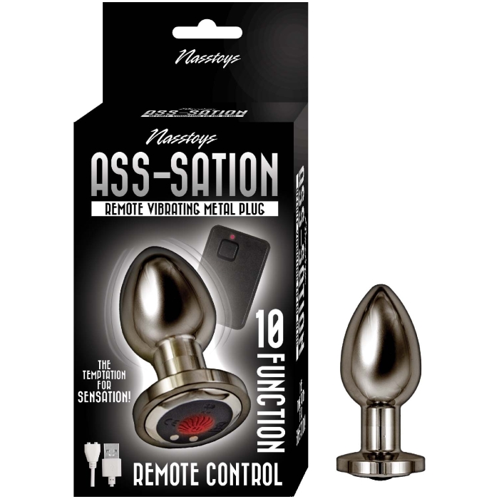 ASS-SATION REMOTE VIBRATING METAL PLUG-BLACK ASS-SATION REMOTE VIBRATING METAL PLUG-BLACK