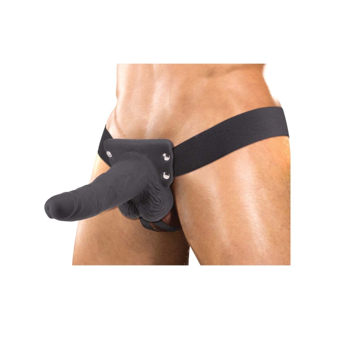 ERECTION ASSISTANT HOLLOW STRAP-ON 6" VIBRATING-BLACK
