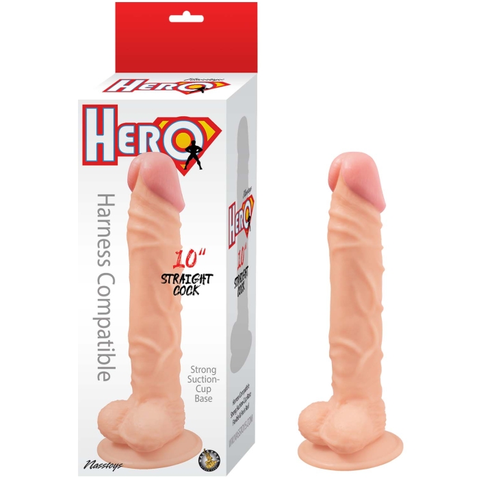HERO 10" STRAIGHT COCK-WHTE HERO 10" STRAIGHT COCK-WHTE
