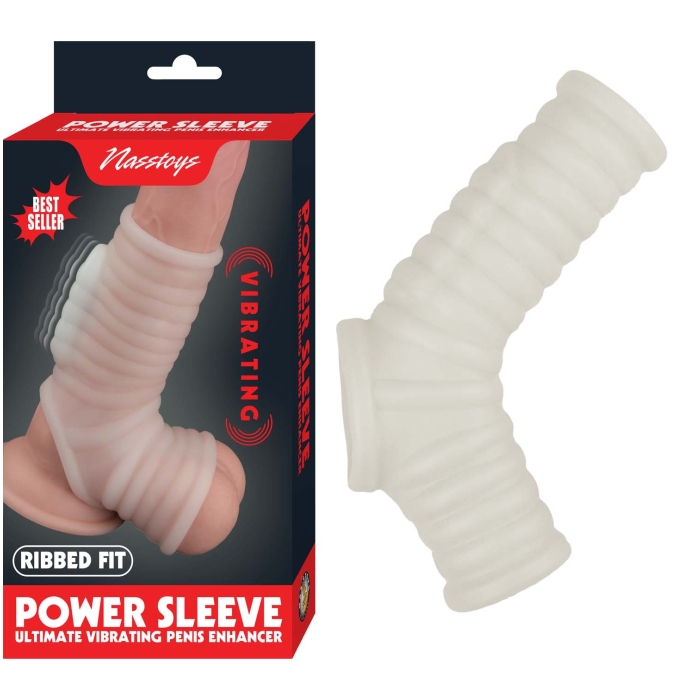 VIBRATING RIBBED SLEEVE-WHITE VIBRATING RIBBED SLEEVE-WHITE