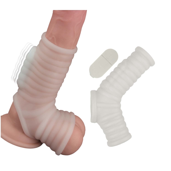 VIBRATING RIBBED SLEEVE-WHITE
