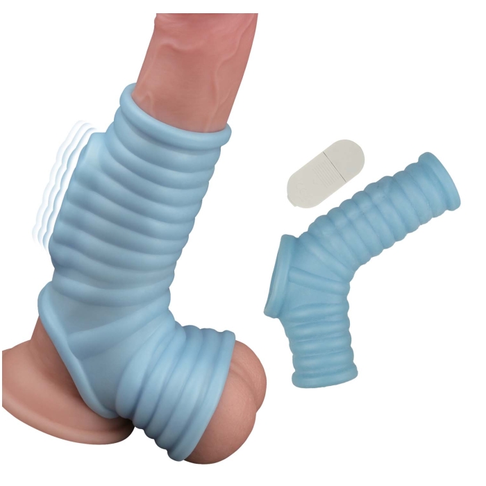 VIBRATING RIBBED SLEEVE-BLUE
