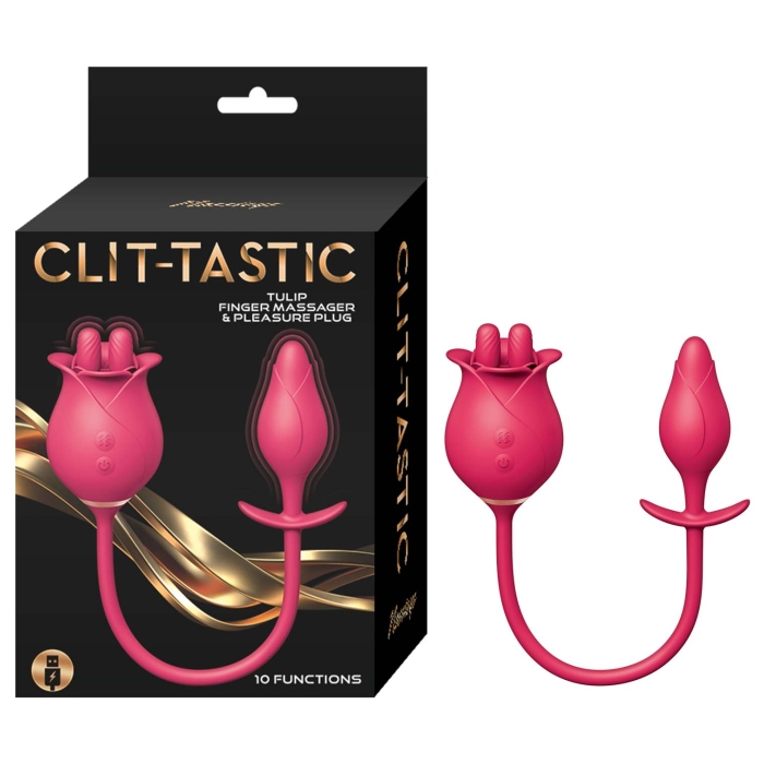 CLIT-TASTIC TULIP FINGER MASSAGER & PLEASURE PLUG-RED CLIT-TASTIC TULIP FINGER MASSAGER & PLEASURE PLUG-RED