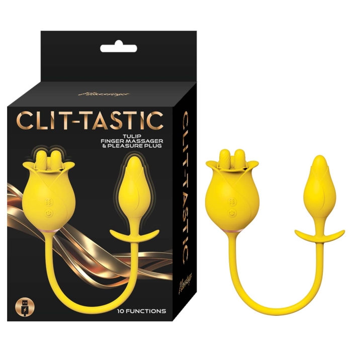 CLIT-TASTIC TULIP FINGER MASSAGER & PLEASURE PLUG-YELLOW CLIT-TASTIC TULIP FINGER MASSAGER & PLEASURE PLUG-YELLOW