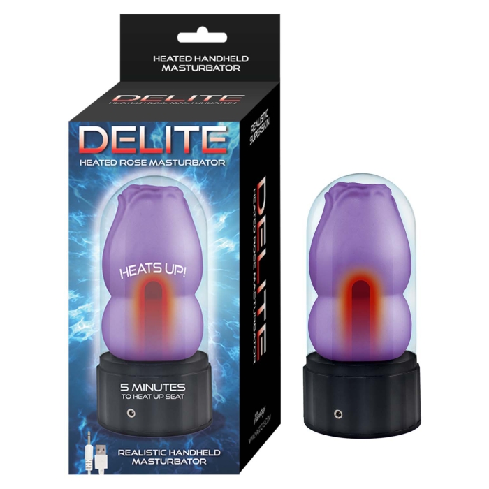 DELITE HEATED ROSE MASTURBATOR-PURPLE DELITE HEATED ROSE MASTURBATOR-PURPLE