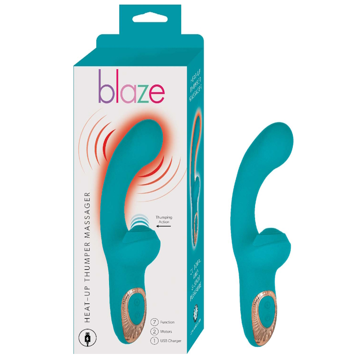 BLAZE HEAT-UP THUMPER MASSAGER - AQUA BLAZE HEAT-UP THUMPER MASSAGER - AQUA
