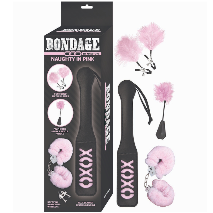 BONDAGE BY NASSTOYS NAUGHTY IN PINK - BLACK & PINK BONDAGE BY NASSTOYS NAUGHTY IN PINK - BLACK & PINK
