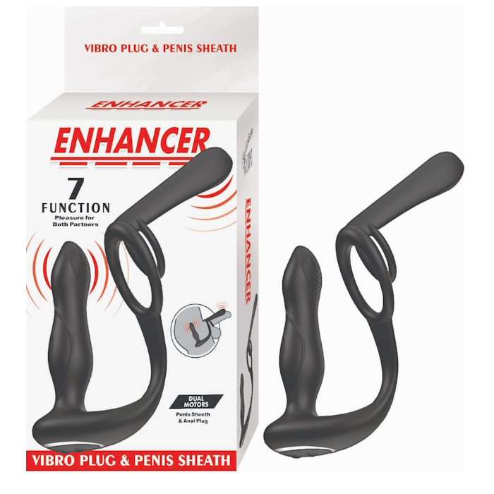 ENHANCER VIBRO PLUG & PENIS SHEATH - BLACK ENHANCER VIBRO PLUG & PENIS SHEATH - BLACK