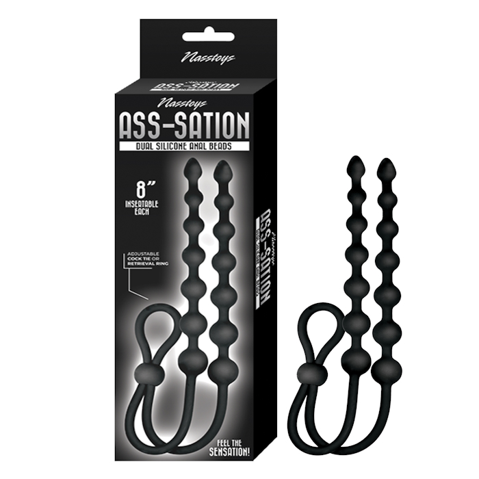 ASS-SATION DUAL SILICONE ANAL BEADS - BLACK ASS-SATION DUAL SILICONE ANAL BEADS - BLACK