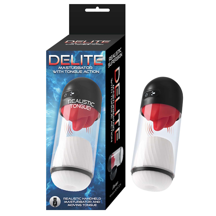 DELITE MASTURBATOR WITH TONGUE ACTION - WHITE DELITE MASTURBATOR WITH TONGUE ACTION - WHITE