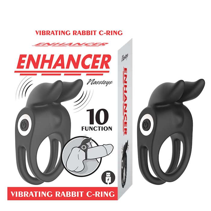 ENHANCER VIBRATING RABBIT C-COCKRING - BLACK ENHANCER VIBRATING RABBIT C-COCKRING - BLACK