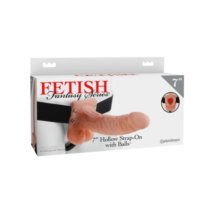 FF SERIES 7" HOLLOW STRAP-ON WITH BALLS - LIGHT/BLACK FF SERIES 7" HOLLOW STRAP-ON WITH BALLS - LIGHT/BLACK