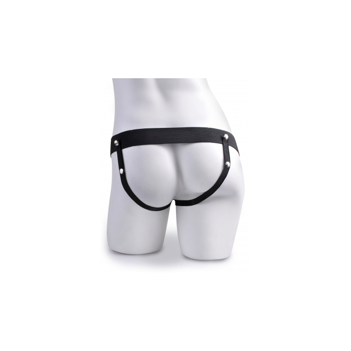 FF 8" HOLLOW RECHARGEABLE STRAP-ON WITH REMOTE - BROWN