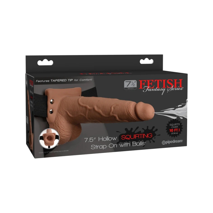 FFS 7" SQUIRTING HOLLOW STRAP-ON - TAN/BLACK FFS 7" SQUIRTING HOLLOW STRAP-ON - TAN/BLACK