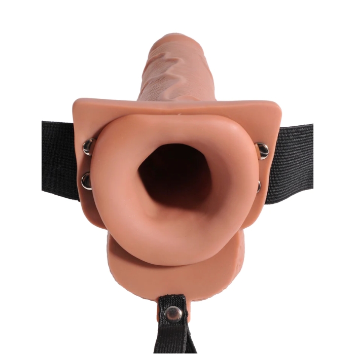 FFS 7" SQUIRTING HOLLOW STRAP-ON - TAN/BLACK