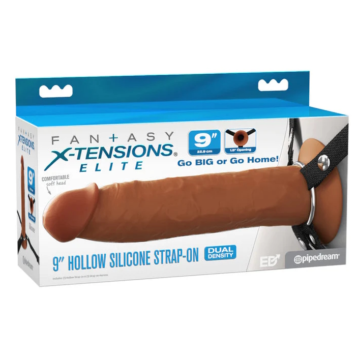 FANTASY X-TENSIONS ELITE DUAL DENSITY HOLLOW STRAP-ON - BROWN FANTASY X-TENSIONS ELITE DUAL DENSITY HOLLOW STRAP-ON - BROWN