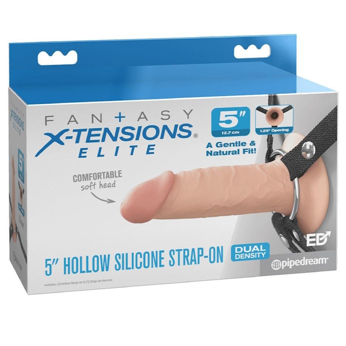 FANTASY X-TENSIONS ELITE 5 HOLLOW SILICONE STRAP-ON - LIGHT FANTASY X-TENSIONS ELITE 5 HOLLOW SILICONE STRAP-ON - LIGHT