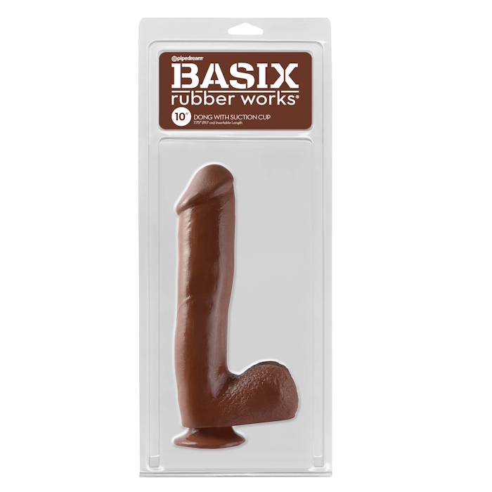 DILDO W/ SUCTION CUP 10" BROWN BASIX RUBBER WORKS DILDO W/ SUCTION CUP 10" BROWN BASIX RUBBER WORKS