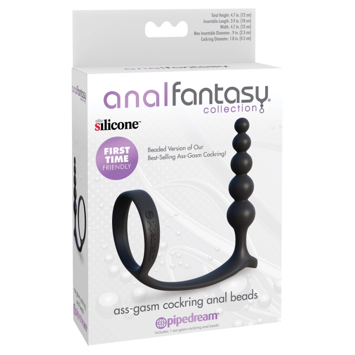 AFC ASS-GASM COCKRING ANAL BEADS - BLACK 10.5" AFC ASS-GASM COCKRING ANAL BEADS - BLACK 10.5"