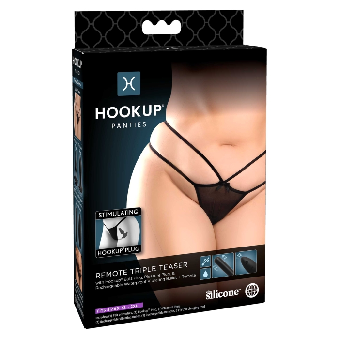 * 5% OFF! * HOOKUP PANTIES REMOTE TRIPLE TEASER - FITS XL-XXL * 5% OFF! * HOOKUP PANTIES REMOTE TRIPLE TEASER - FITS XL-XXL