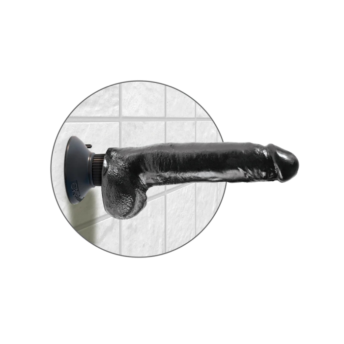 KING COCK 9" VIBE COCK W/ BALLS - BLACK