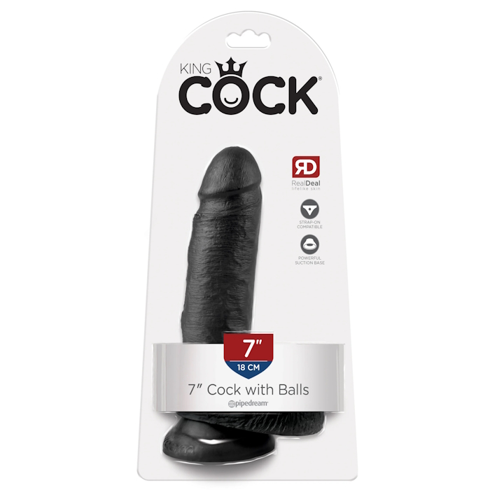 DILDO W/ BALLS 7" BLACK KING COCK DILDO W/ BALLS 7" BLACK KING COCK