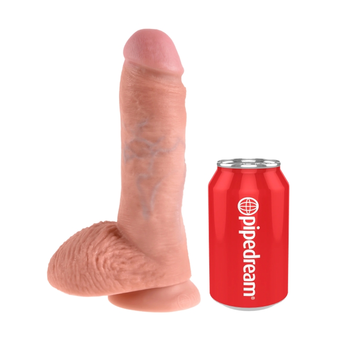 DILDO W/ BALLS 8" LIGHT KING COCK