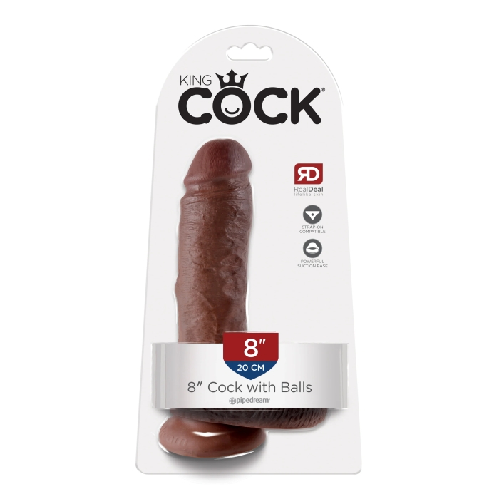 DILDO W/ BALLS 8" BROWN KING COCK DILDO W/ BALLS 8" BROWN KING COCK